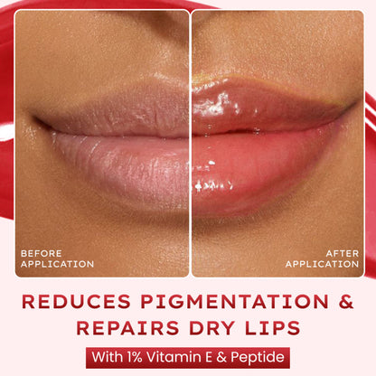 Hyphen Tinted Lip Balm, Brightens Dark & Dry Lips - 1% Vitamin E, Peptide & Squalane - Jelly Glaze