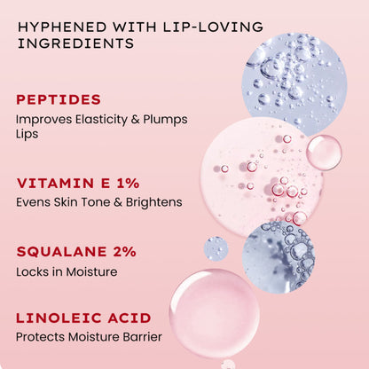 Hyphen Tinted Lip Balm, Brightens Dark & Dry Lips - 1% Vitamin E, Peptide & Squalane - Jelly Glaze