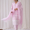 Dhiyona IE Floral Embroidered V-Neck Pure Cotton Kurta with Trousers & Dupatta
