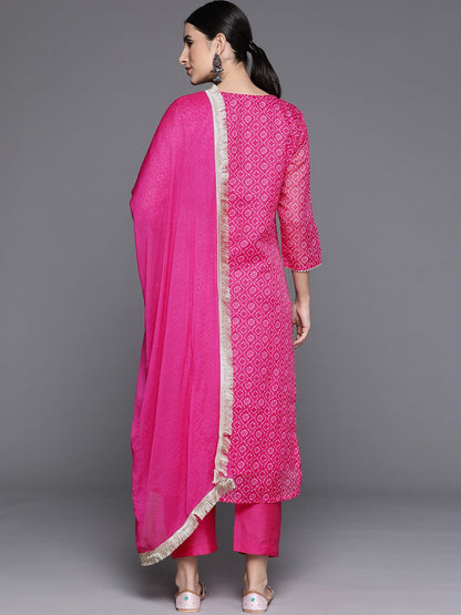 Indyancart VA Women's Ethnic Motifs Yoke Design Regular Sequinned Kurta with Trousers & Dupatta