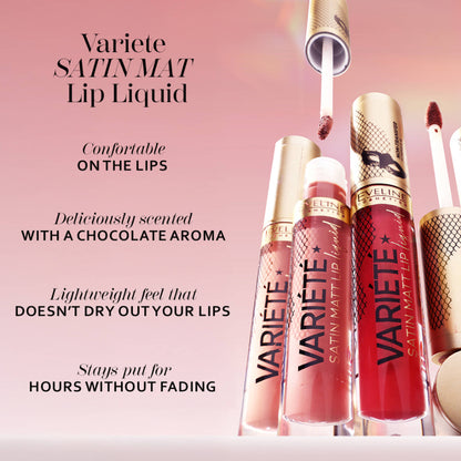 Eveline Cosmetics Variete Satin Matt Lip Liquid Lipstick - 03 Berry Shake