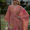 Indyancart IE Women Floral Embroidered Linen Kurta with Trousers & Dupatta