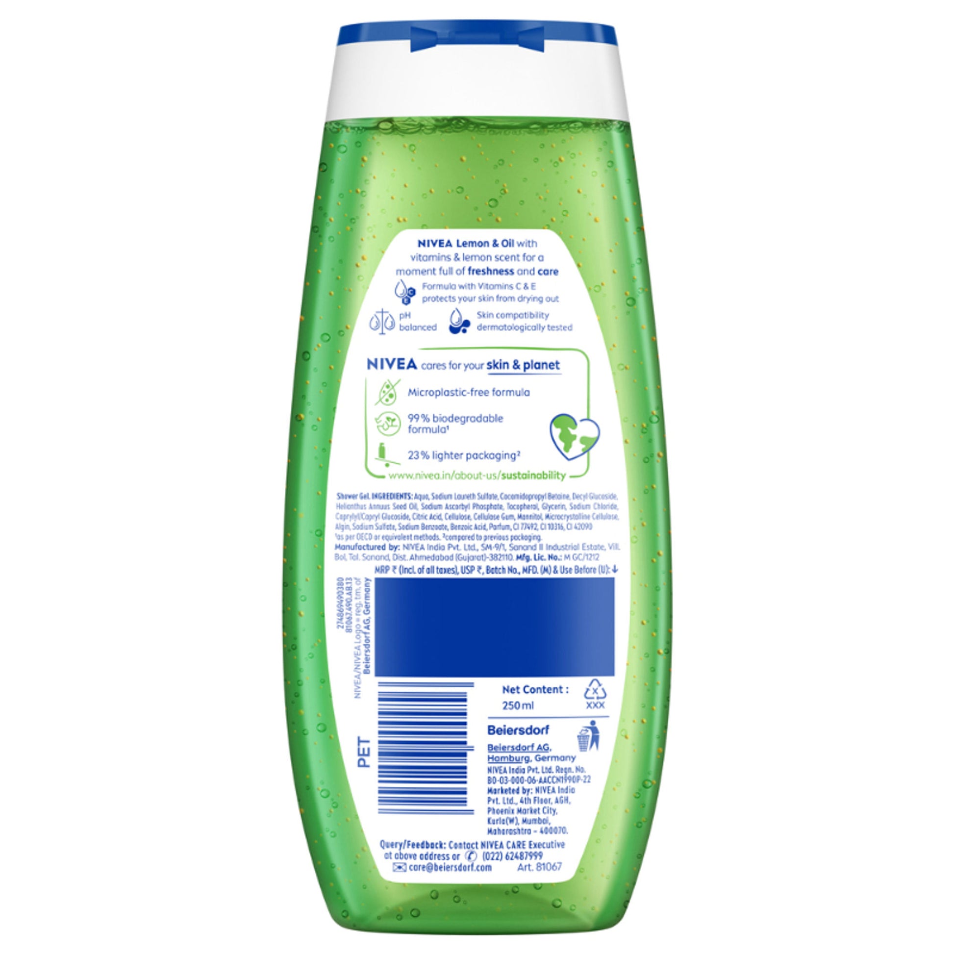 NIVEA Body Wash, Lemon & Oil Shower Gel, Pampering Care & Refreshing Scent of Lemon