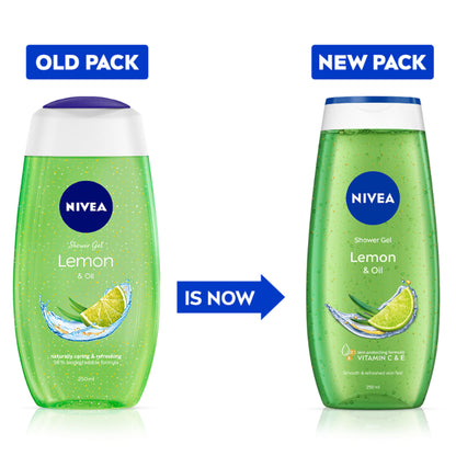 NIVEA Body Wash, Lemon & Oil Shower Gel, Pampering Care & Refreshing Scent of Lemon