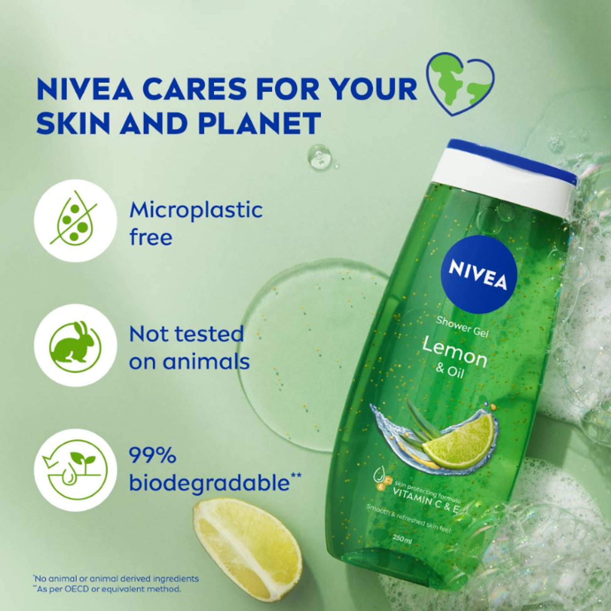NIVEA Body Wash, Lemon & Oil Shower Gel, Pampering Care & Refreshing Scent of Lemon