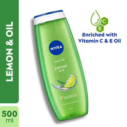 NIVEA Body Wash, Lemon & Oil Shower Gel, Pampering Care & Refreshing Scent of Lemon