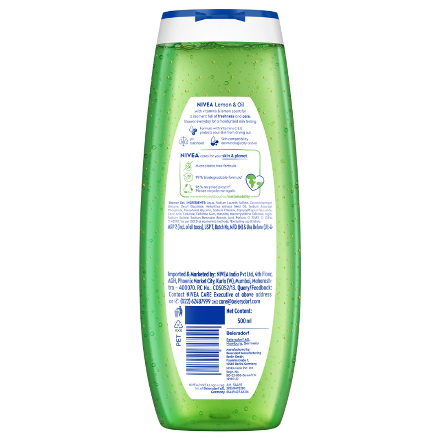 NIVEA Body Wash, Lemon & Oil Shower Gel, Pampering Care & Refreshing Scent of Lemon