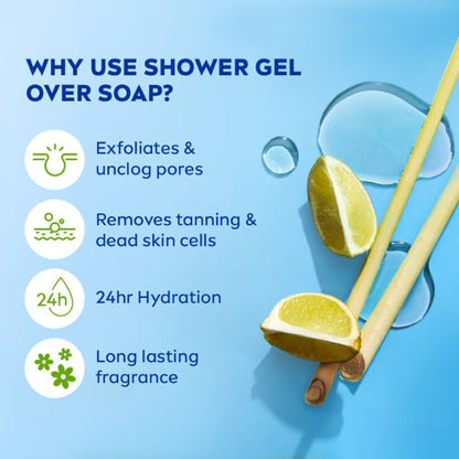 NIVEA Body Wash, Lemon & Oil Shower Gel, Pampering Care & Refreshing Scent of Lemon