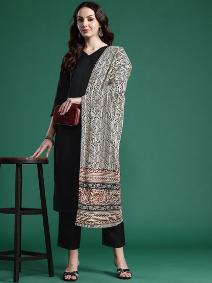 Solid Regular Kurta with Trousers & Dupatta