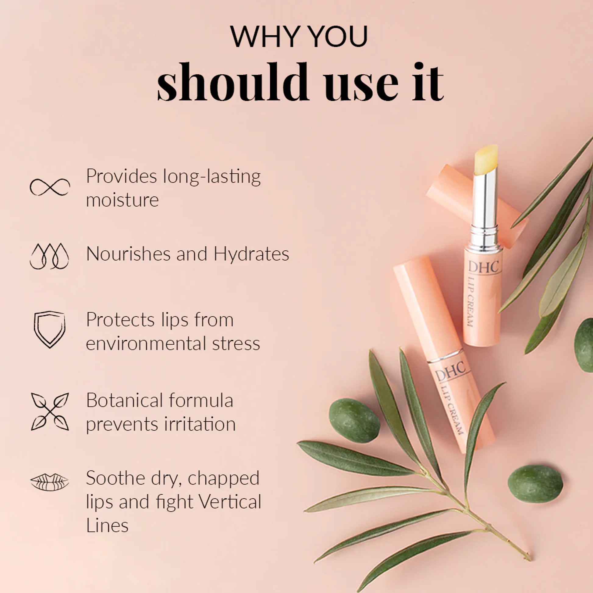 DHC Beauty Lip Cream (Lip Balm) For Dry Chapped Lips - Day Long Moisturizing Lip Mask