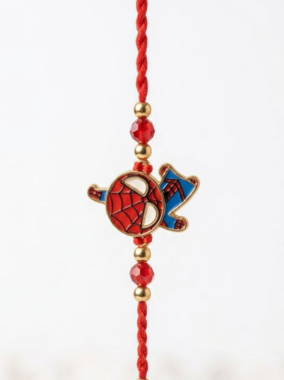 Anouk Kids Spider Man Character Artificial Beads Thread Rakhi With Roli Chawal Chandan