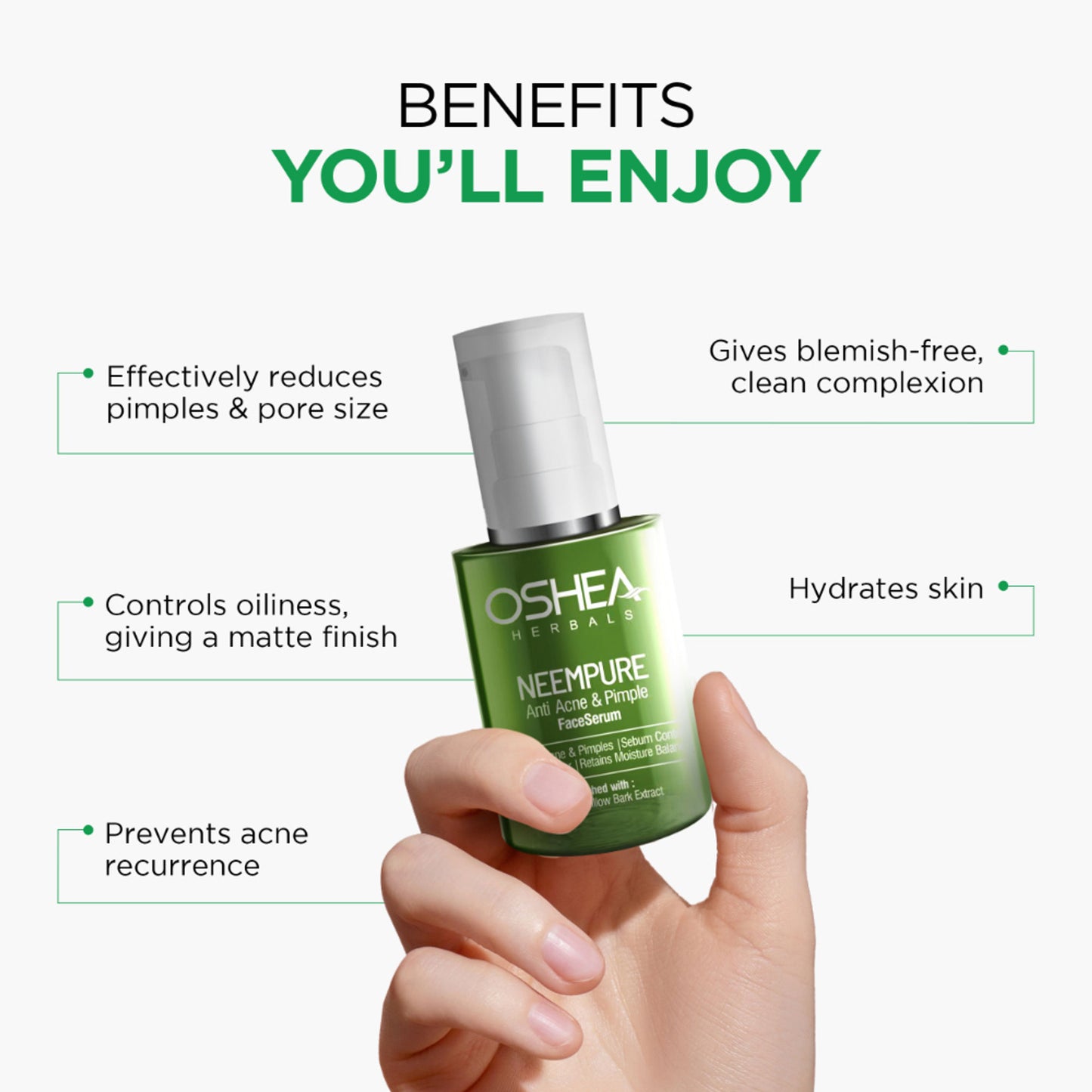 Oshea Herbals Neempure Anti-Acne Face Serum With Neem & Willow Bark Extracts Reduces Acne & Pimples