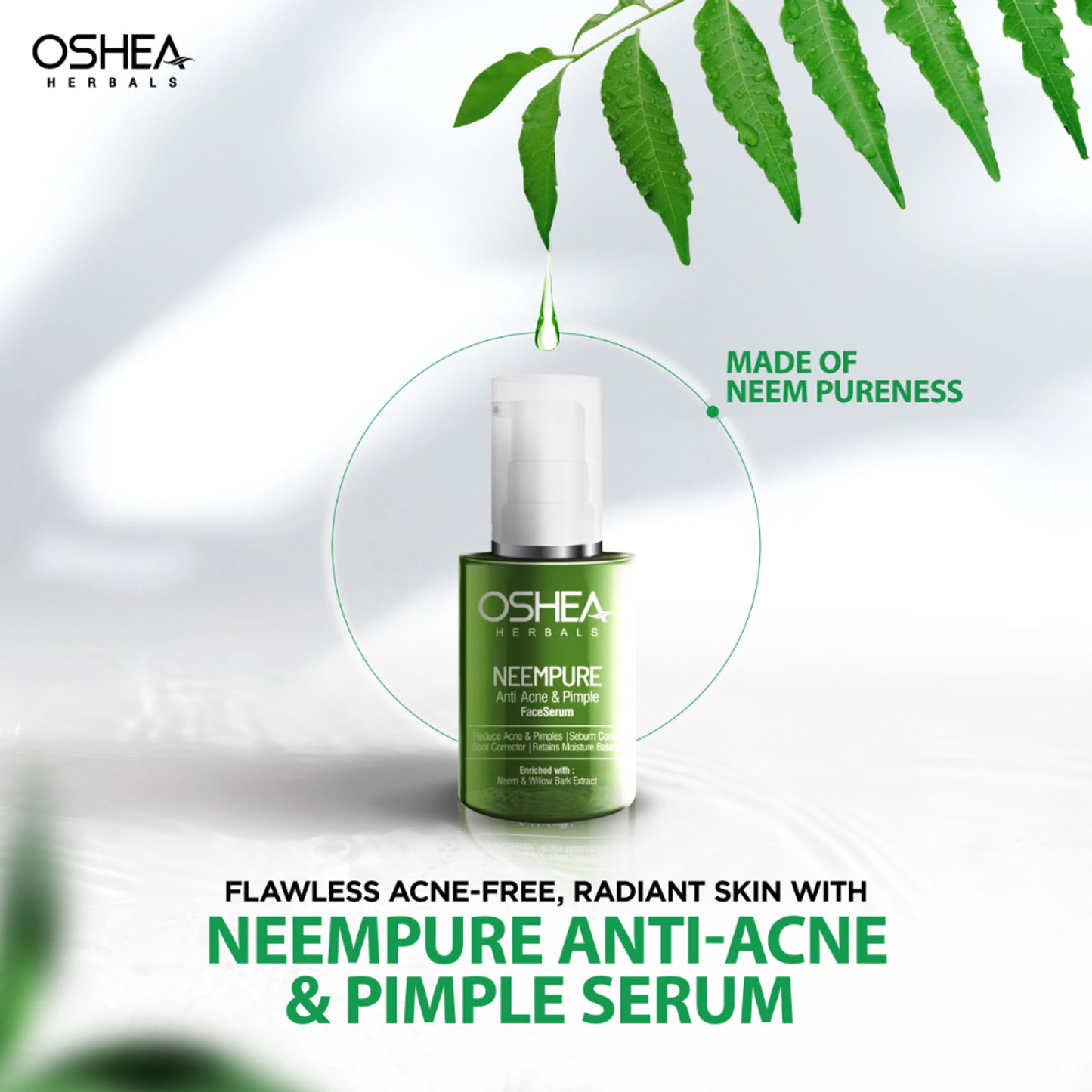 Oshea Herbals Neempure Anti-Acne Face Serum With Neem & Willow Bark Extracts Reduces Acne & Pimples