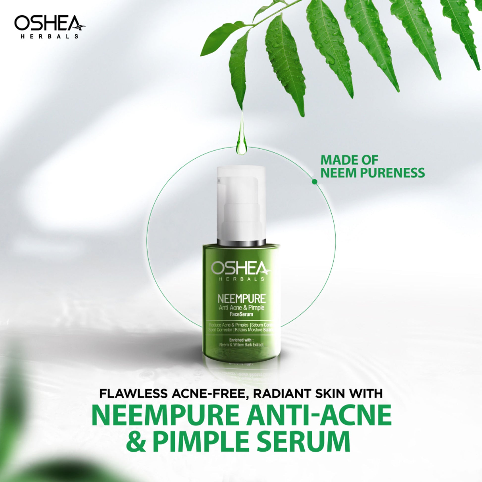Oshea Herbals Neempure Anti-Acne Face Serum With Neem & Willow Bark Extracts Reduces Acne & Pimples