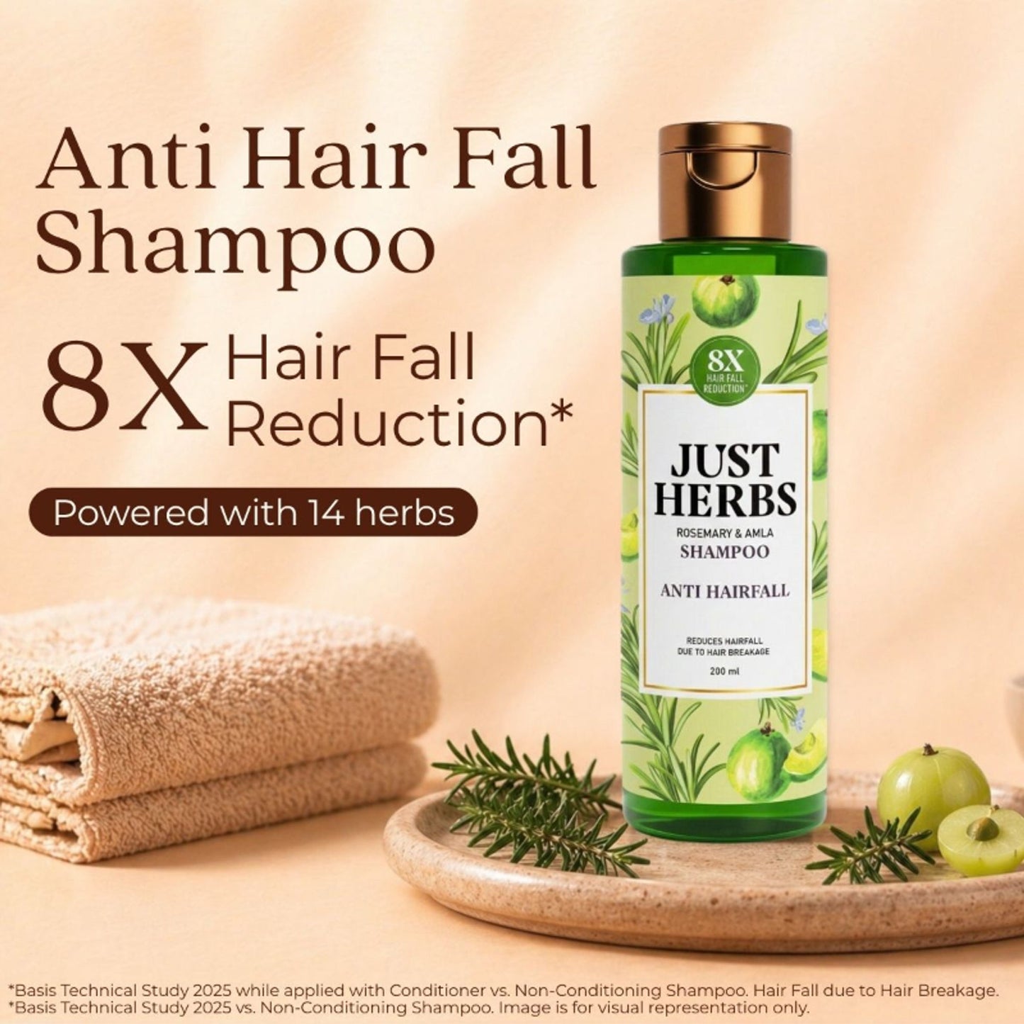 Just Herbs 8 In 1 Root Nourishing Shampoo, Amla & Neem, Normal To Oily Hair