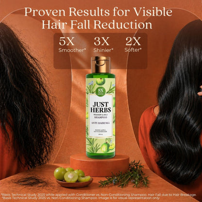 Just Herbs 8 In 1 Root Nourishing Shampoo, Amla & Neem, Normal To Oily Hair