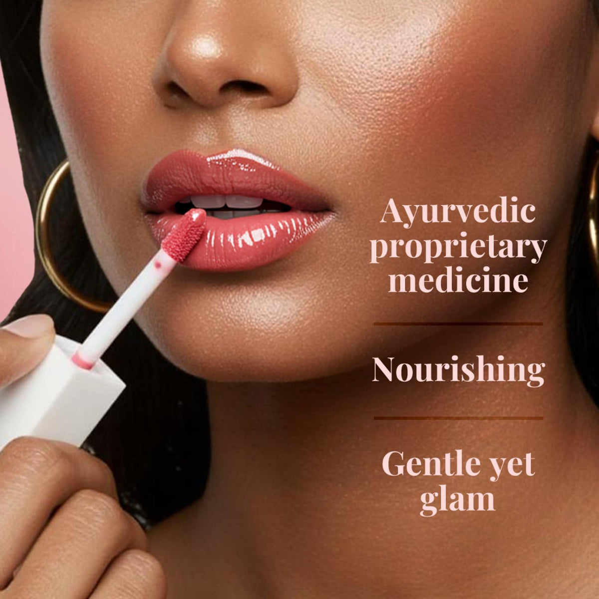 Just Herbs serum-infused lip gloss in Deep Love, pack of 4, featuring glossy finish and nourishing ingredients for soft, shiny lips.