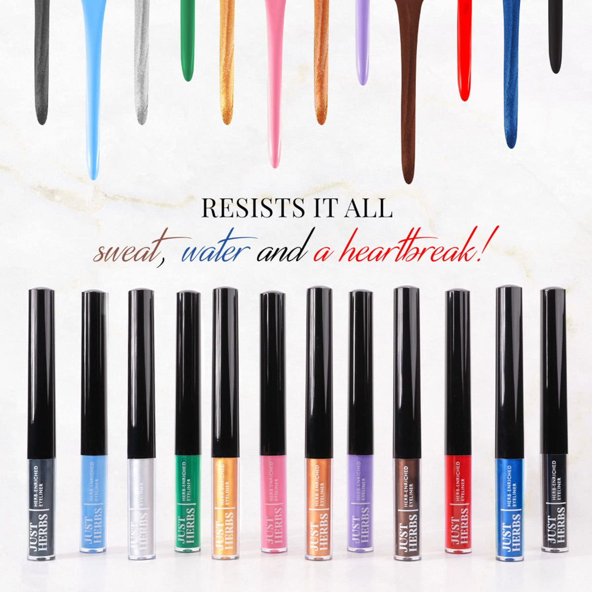 Just Herbs waterproof and smudge-proof Nutty Brown eyeliner pencil with a smooth, precise tip for defined eye looks.