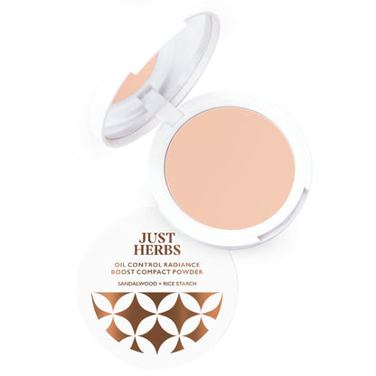 Just Herbs Oil Control Radiance Booster Age Defying Compact Powder - Porcelain