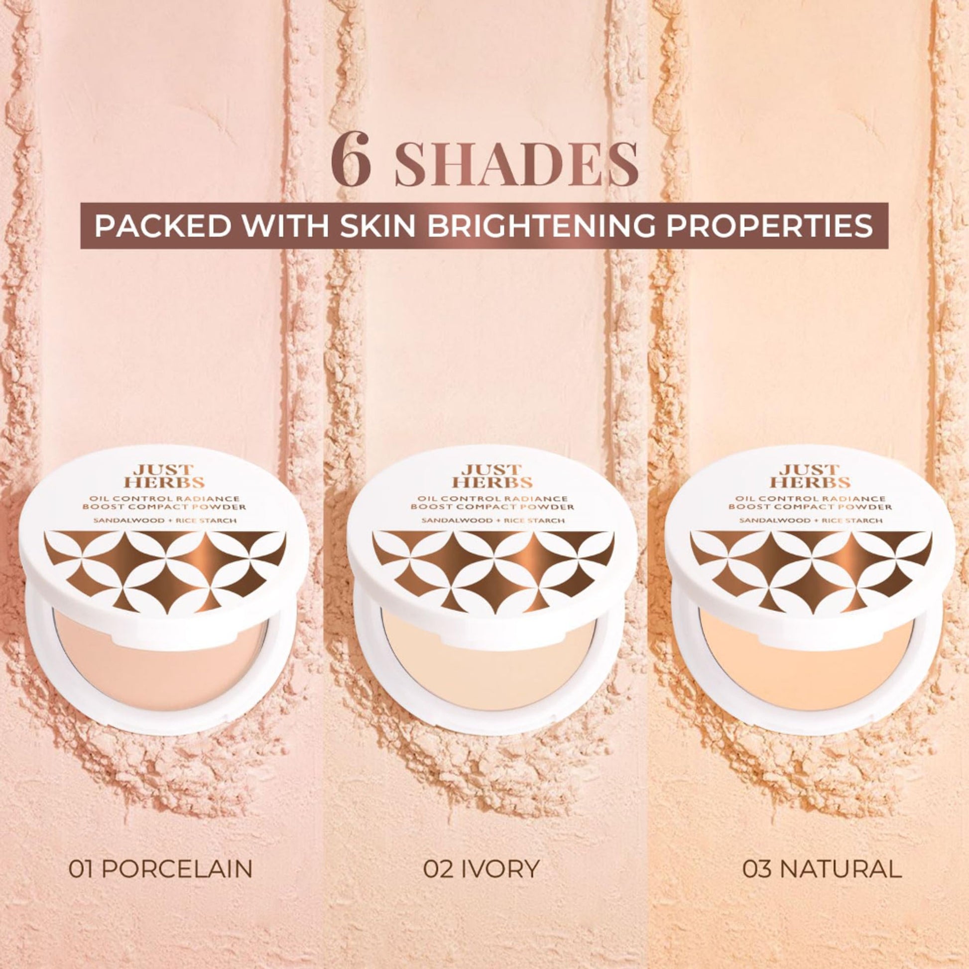 Just Herbs Oil Control Radiance Booster Age Defying Compact Powder - Porcelain