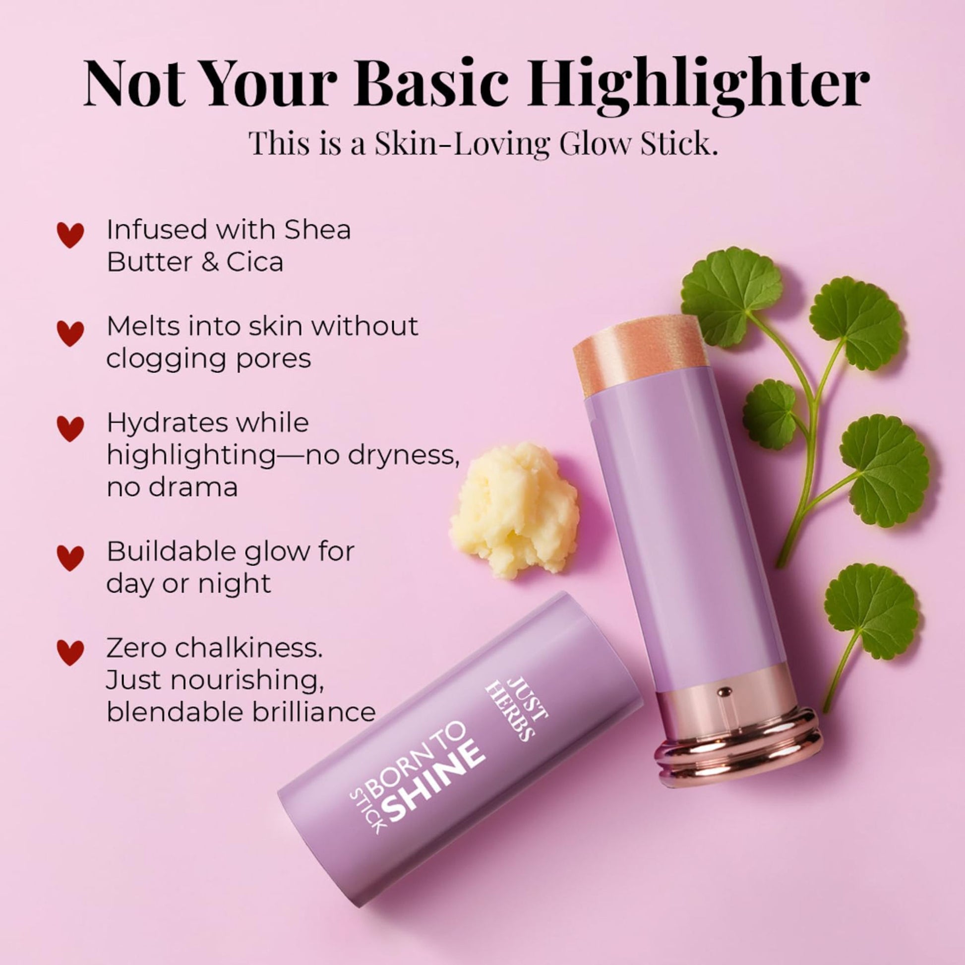Just Herbs Born To Shine Stick - Glimmering Pink