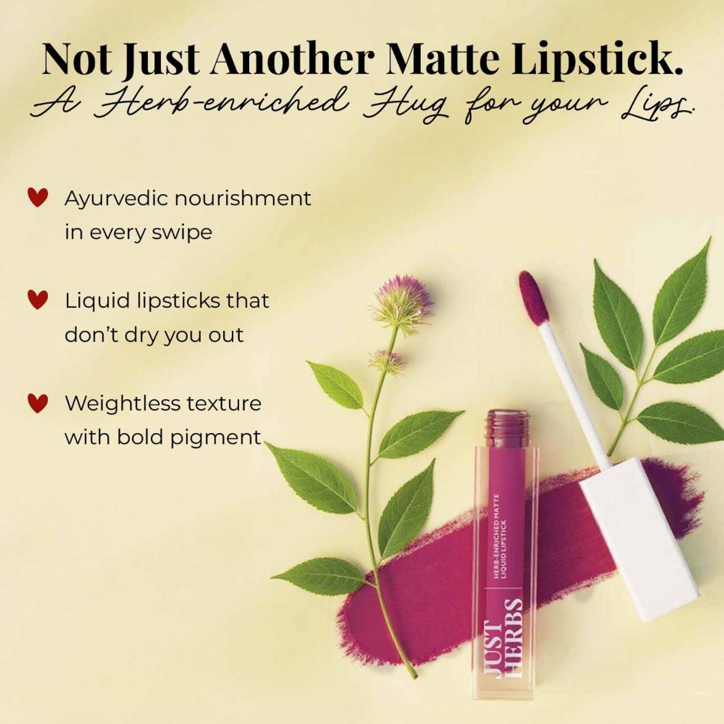 Just Herbs Herb Enriched Matte Liquid Lipstick Set Of 3 - 90'S Vibe