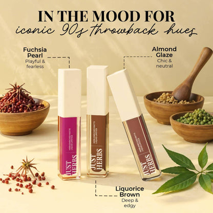 Just Herbs Herb Enriched Matte Liquid Lipstick Set Of 3 - 90'S Vibe