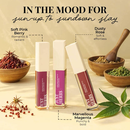 Just Herbs Herb Enriched Matte Liquid Lipstick Set Of 3 - Day To Night