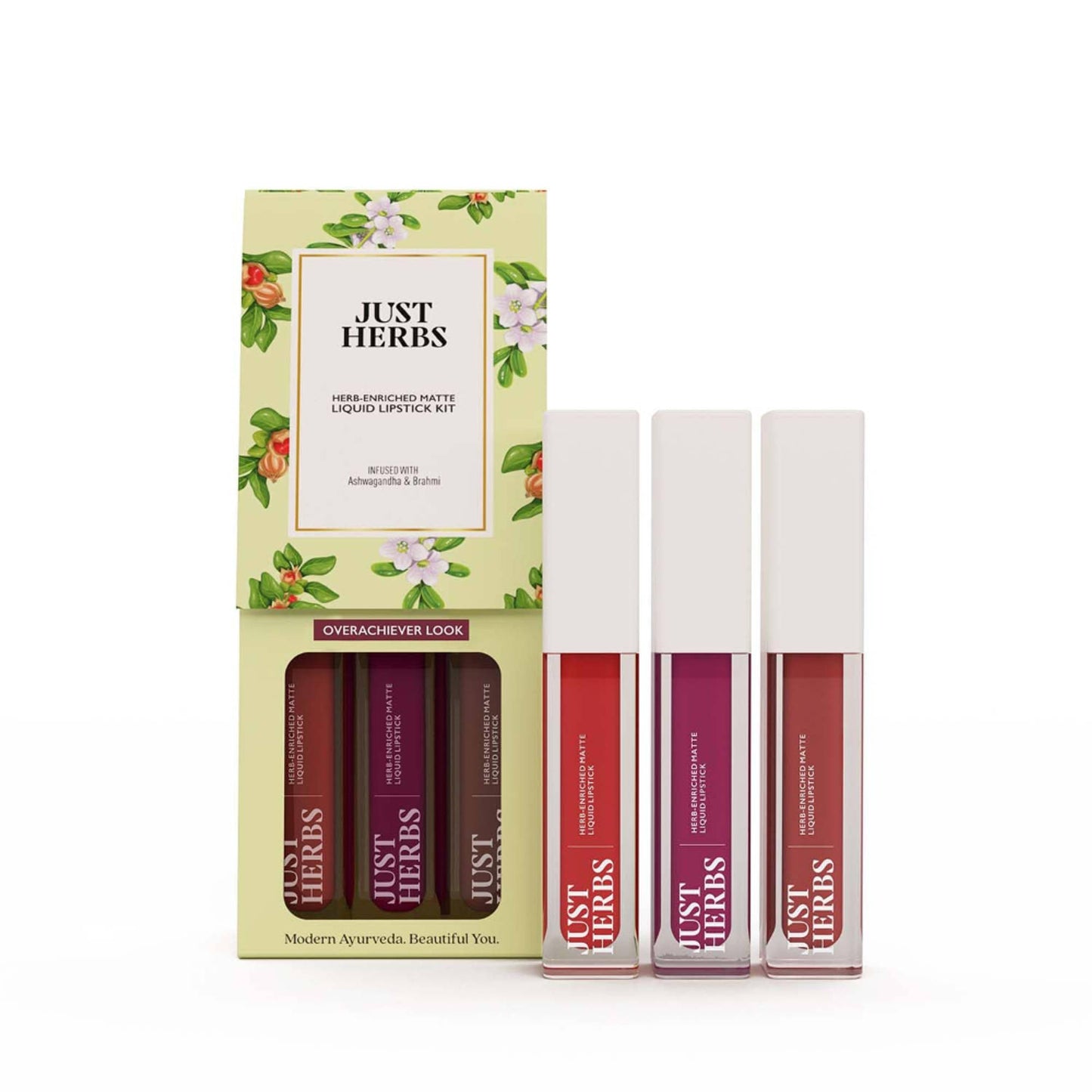 Just Herbs Herb Enriched Matte Liquid Lipstick Set Of 3 - Overachiever Look