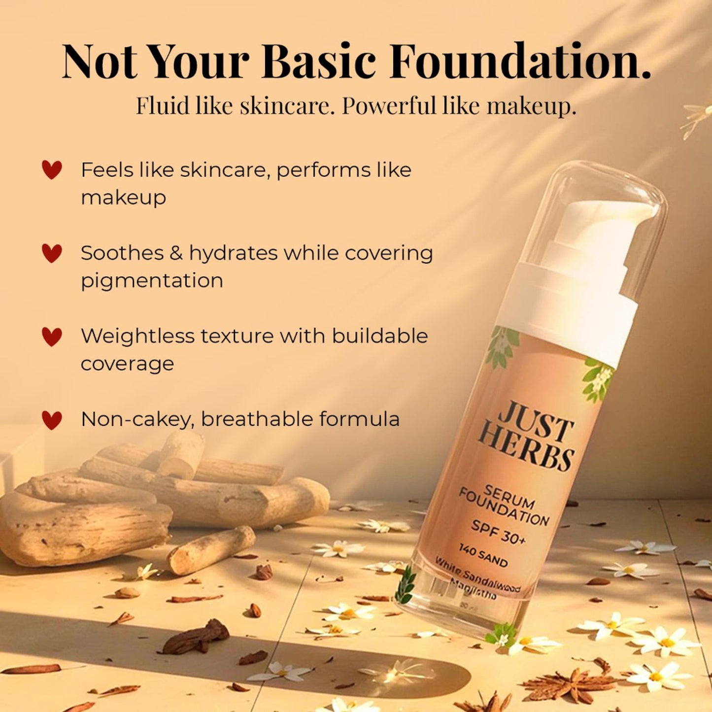 Just Herbs Serum Foundation SPF 30+ - 140 - Sand
