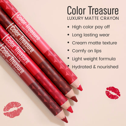Matt look Color Treasure Luxury Matte Lip Pencil Crayon - 02 Fire Ruby
