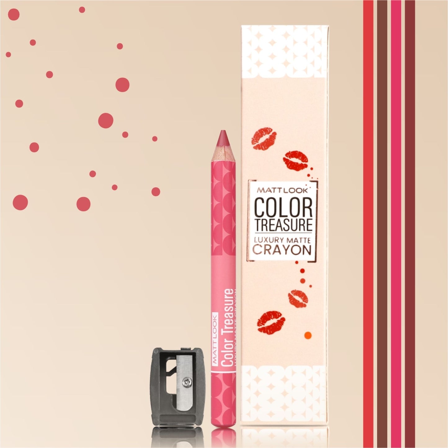 Matt look Color Treasure Luxury Matte Lip Pencil Crayon - 12 Charming Pink