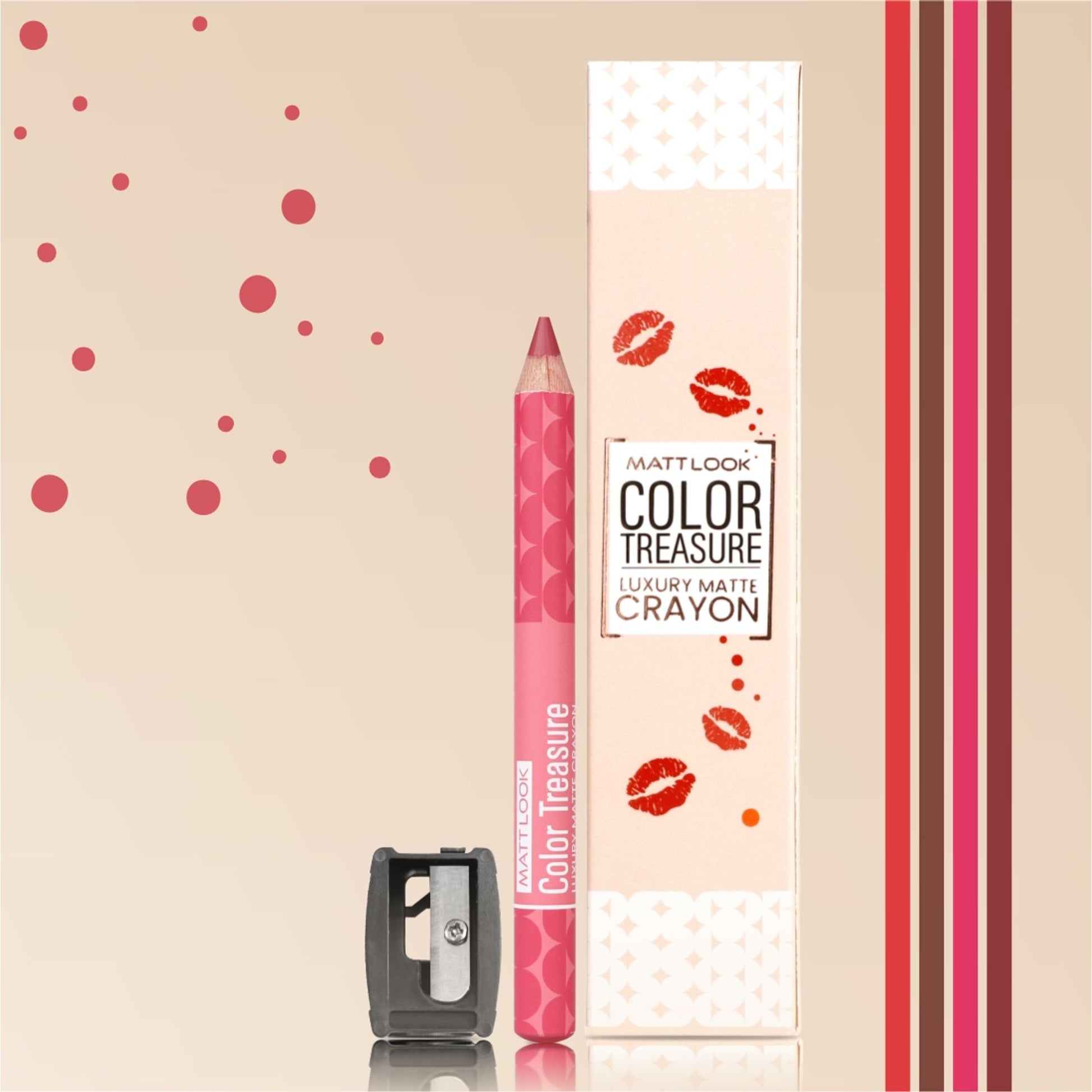 Matt look Color Treasure Luxury Matte Lip Pencil Crayon - 12 Charming Pink