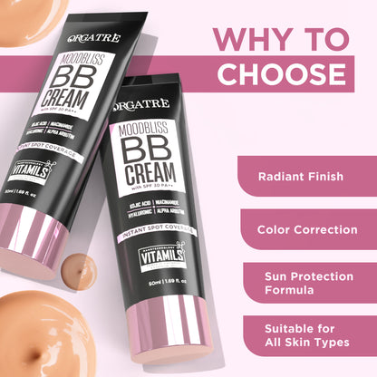 Orgatre Moodbliss BB Cream Instant Spot Coverage Light Makeup Glow With SPF 30 PA++ - Light Breeze-138
