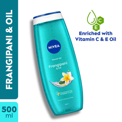 NIVEA Body Wash, Frangipani & Oil Shower Gel, Pampering Care & Refreshing Scent of Frangipani Flower