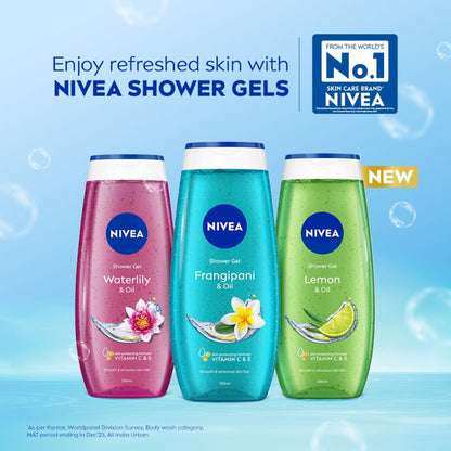 NIVEA Body Wash, Frangipani & Oil Shower Gel, Pampering Care & Refreshing Scent of Frangipani Flower