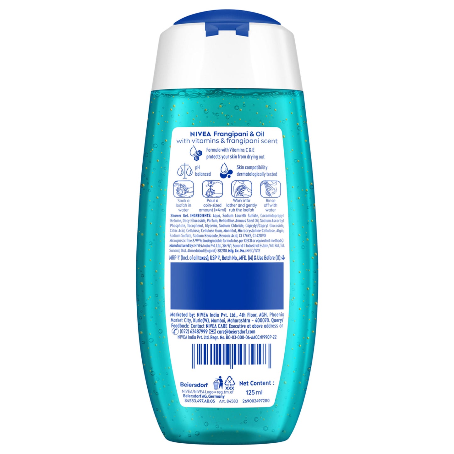 NIVEA Body Wash, Frangipani & Oil Shower Gel, Pampering Care & Refreshing Scent of Frangipani Flower