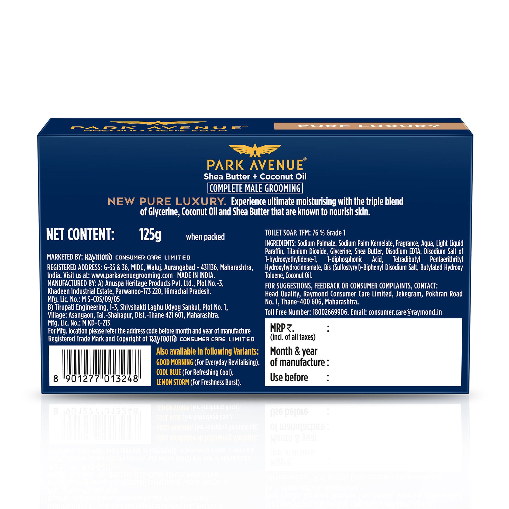 Park Avenue Premium Men's Soap Pure Luxury Shea Butter + Coconut Oil (Buy3 Get1 Free)