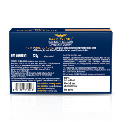 Park Avenue Premium Men's Soap Pure Luxury Shea Butter + Coconut Oil (Buy3 Get1 Free)