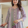 Dhiyona IE Floral Printed Notch Neck A Line Pure Cotton Kurta With Trousers