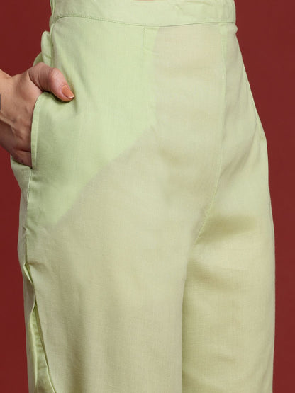 Women Floral Embroidered Regular Thread Work Pure Cotton Kurta with Trousers & With Dupatta