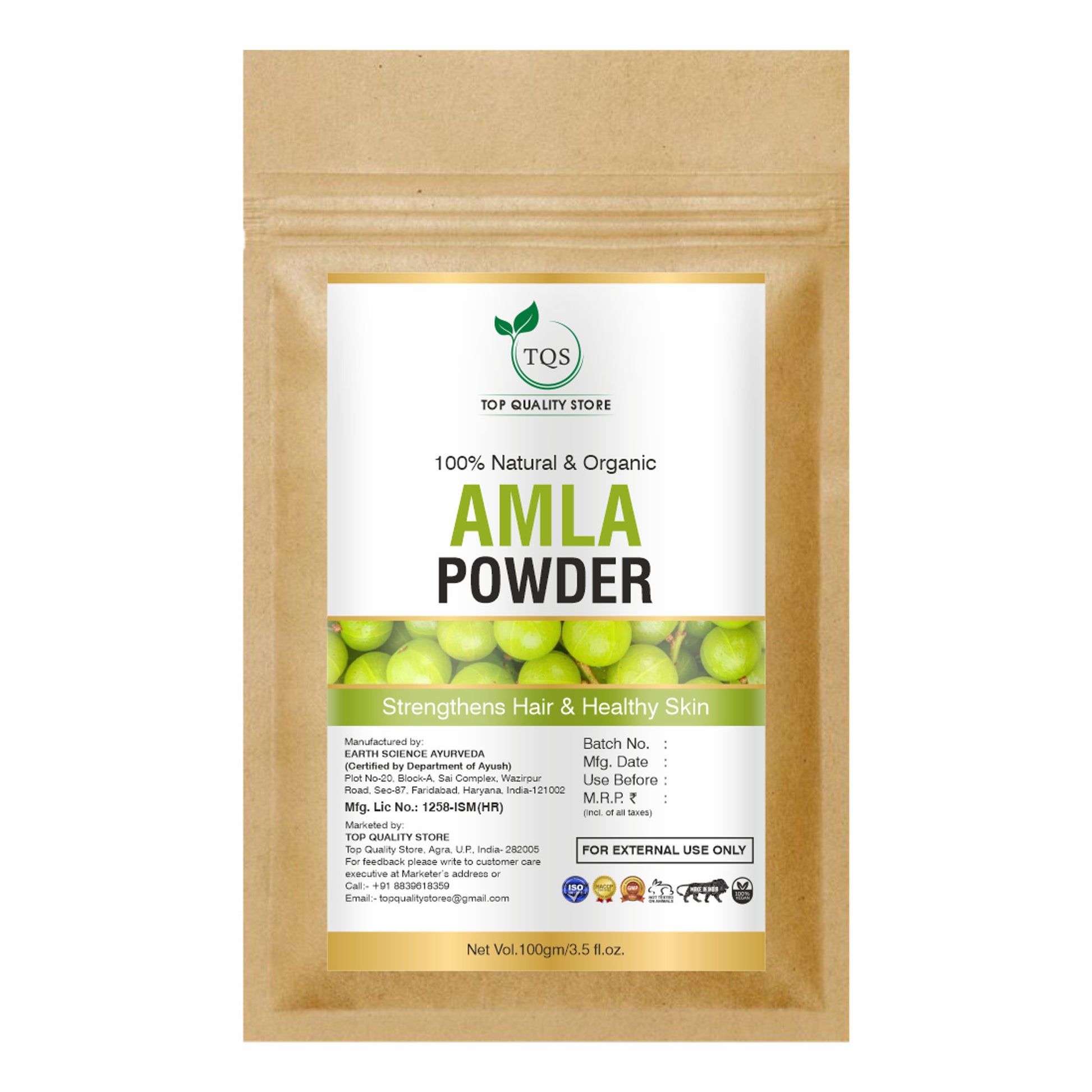TQS Amla Fruit Organic Powder Strengthens Hair Roots Indian Gooseberry