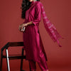 Dhiyona IE Yoke Design Mirror Work Kurta With Trousers & Dupatta