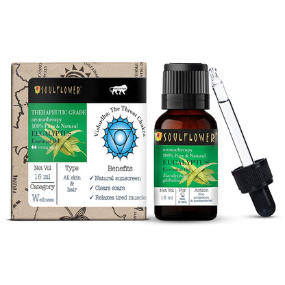 Soulflower Eucalyptus (Nilgiri) Essential Oil, for Steam Inhaler, Cold and Cough, Relaxing