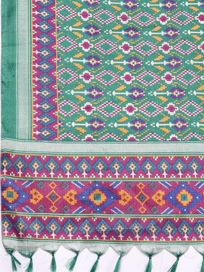 Indyancart VA Women'sEthnic Motifs Embroidered Dupion Silk Kurta With Trousers & With Dupatta