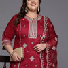 Dhiyona IE Plus Size Ethnic Motifs Embroidered Gotta Patti Kurta with Trousers & Dupatta
