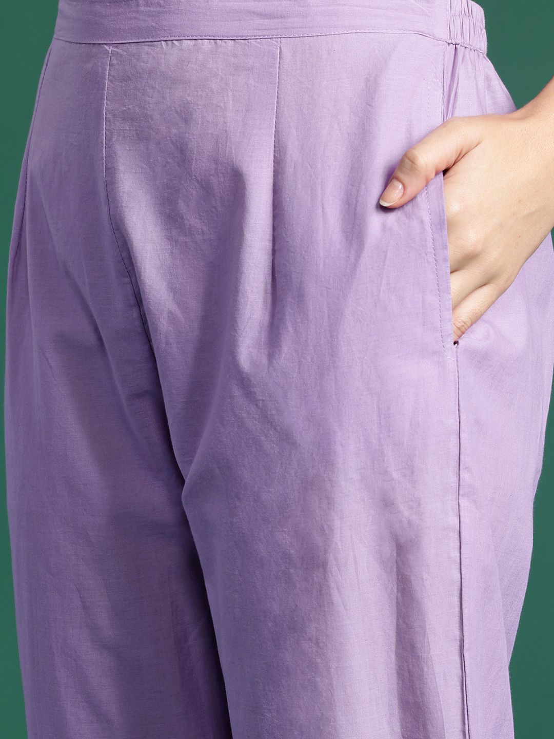 Indyancart IE Floral Embroidered Thread Work Pure Cotton Kurta With Trousers & Dupatta
