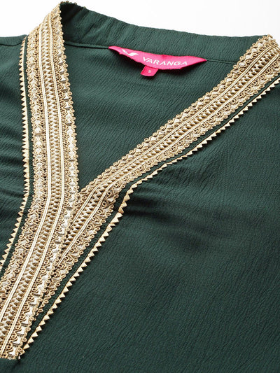 Indyancart VA Women's Yoke Design Gotta Patti Kurta With Palazzos & Dupatta