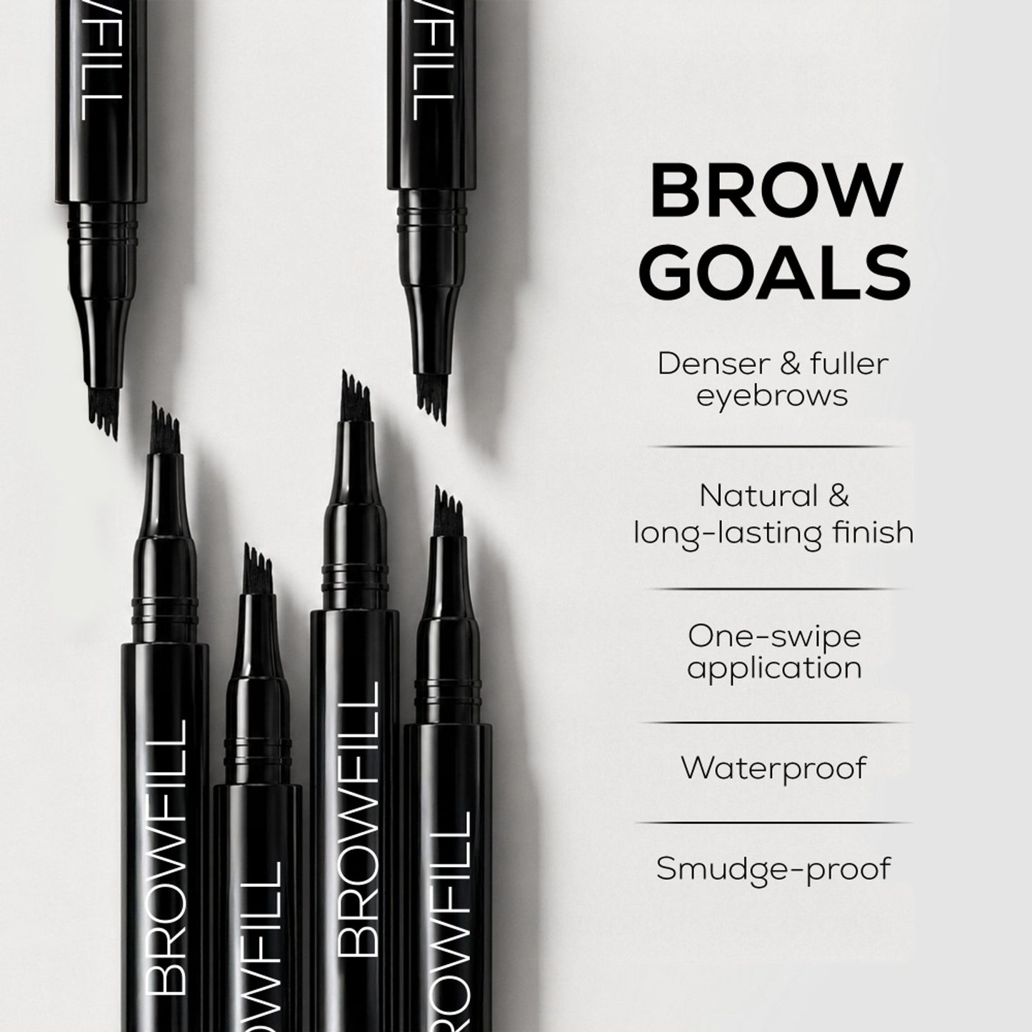 RENEE Browfill Eyebrow Pen For Denser & Fuller Brows- Black, Waterproof, Smudge-proof & Long-Lasting - Black