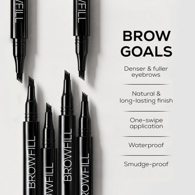 RENEE Browfill Eyebrow Pen For Denser & Fuller Brows- Black, Waterproof, Smudge-proof & Long-Lasting - Black
